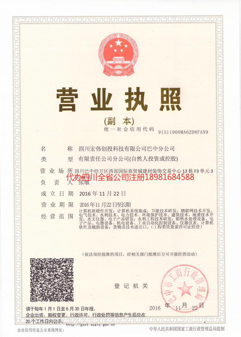 西充西充宏伟创投科技有限公司