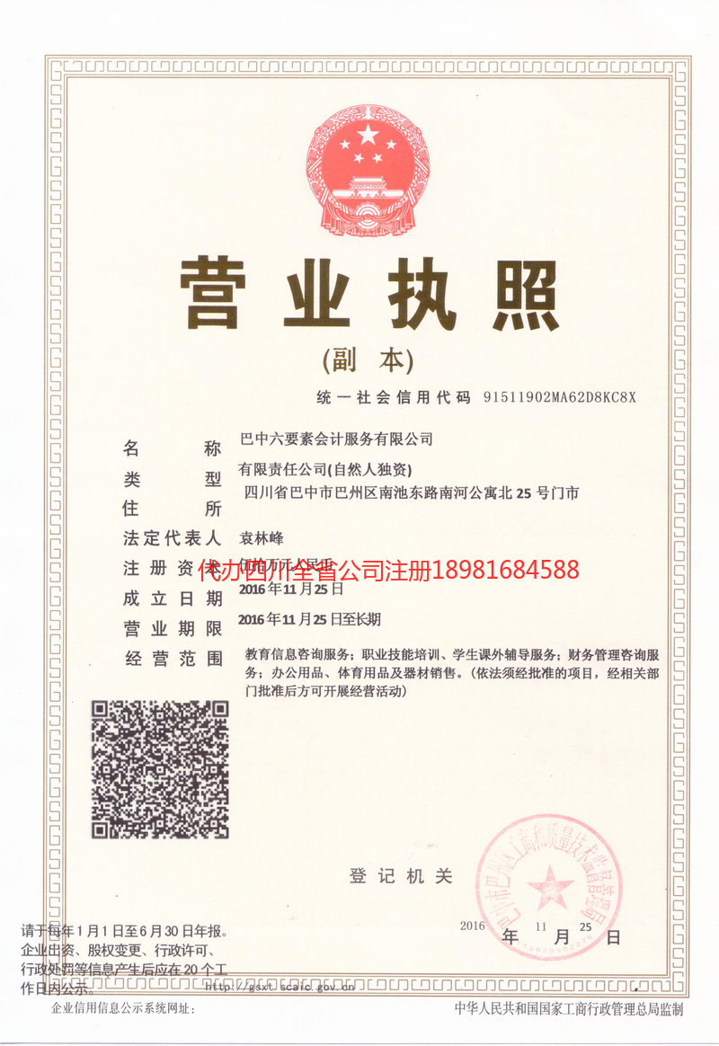 西充西充六要素会计服务有限公司